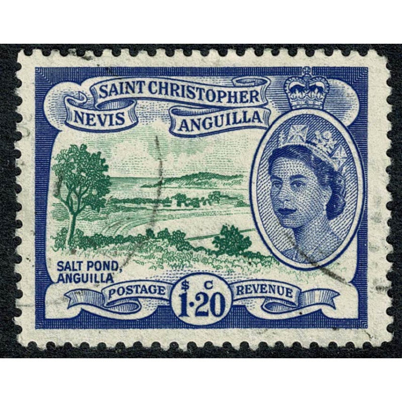 St Christopher, Nevis & Anguilla. 1954-63 $1.20 deep green & ultramarine. Used single. SG 117