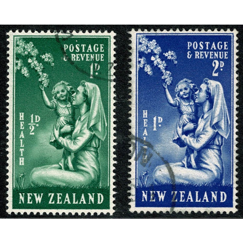 New Zealand. 1949 Health "nurse & child". Set of 2 values. Fine used. SG 698-699