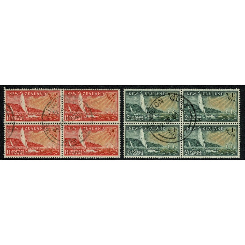 New Zealand. 1951 Health "Yachts". Set of 2 values in blocks of 4 used. SG 708-709