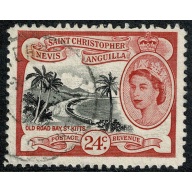 St Christopher, Nevis & Anguilla. 1954-63 24c black & carmine-red. Used single. SG 114