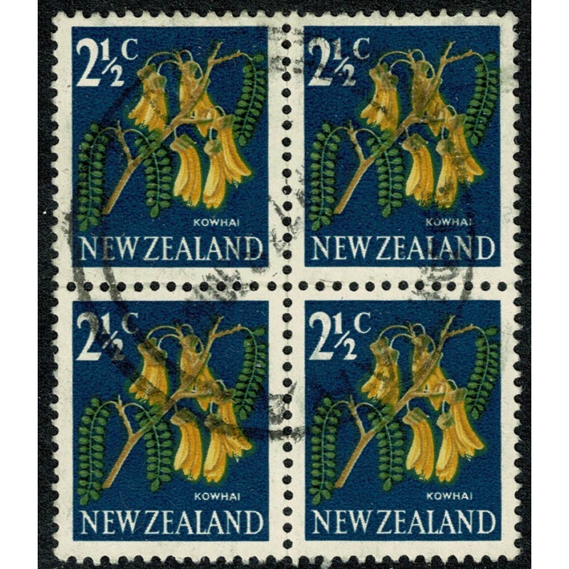 New Zealand. 1967 2½c used block of four. SG 848