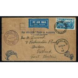 New Zealand. 1934 Airmail 7d light blue "TRANS-TASMAN/AIR MAIL/FAITH IN AUSTRALIA" Overprint, on First Flight cover. SG 554