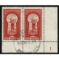 New Zealand. 1935 Health. "Key to Health". Fine Used positional pair. SG 576