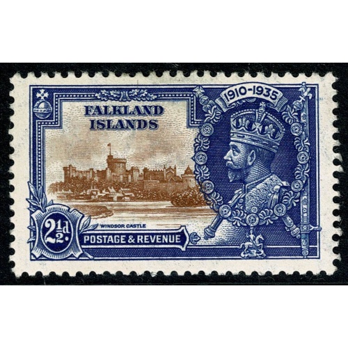 Falkland Islands. 1935 Silver Jubilee 2½d brown and deep blue.  SG 140. Mounted Mint.
