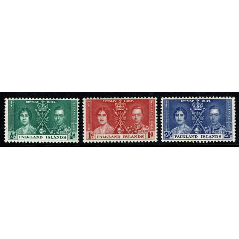 Malta. 1937 Coronation. Set of 3 values. SG 143-145. Mounted Mint.