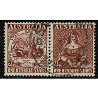 Australia. 1950 Centenary of First Adhesive Postage Stamp. 2½d horiz. pair. Used SG 239/240