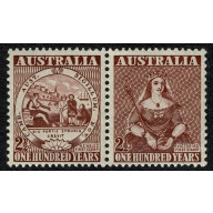 Australia. 1950 Centenary of First Adhesive Postage Stamp. 2½d horiz. pair. UM SG 239/240