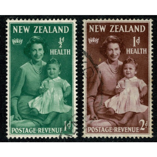 New Zealand. 1950 Health Stamps "Princess Elizabeth & Prince Charles". Used set. SG 701-702