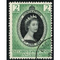 St Christopher, Nevis & Anguilla.1953 Coronation 2c. Fine Used. SG 106