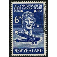 New Zealand. 1958 Air Crossing of Tasman Sea 6d ultramarine. Fine Used single. SG 766