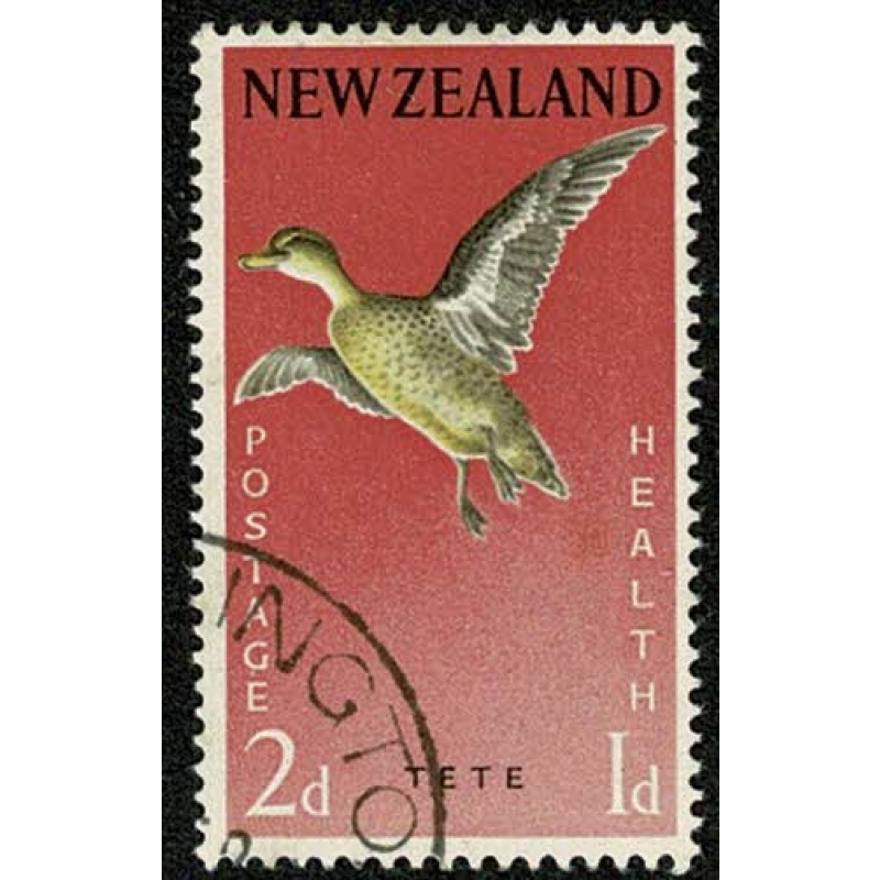 New Zealand. 1959 Health 2d + 1d "Grey Teal" Fine used single. SG 776