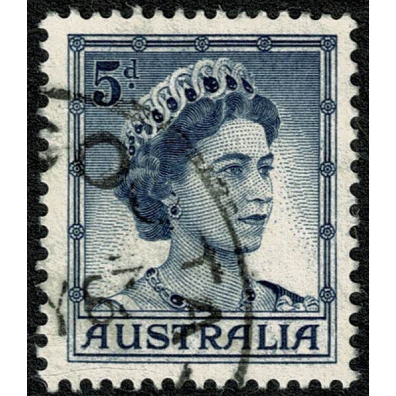 Australia. 1959 5d deep blue Type B. Fine used single. SG 314