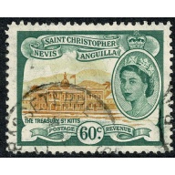 St Christopher, Nevis & Anguilla. 1954-63 60c ochre & deep green. Used single. SG 116