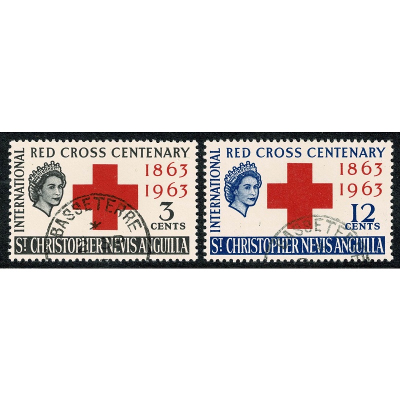 St Christopher, Nevis & Anguilla. 1963 Red Cross Centenary. Fine Used set of 2 values. SG 127-128