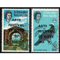 St Christopher, Nevis & Anguilla. 1964 Arts Festival. Fine Used set of 2 values. SG 145-146