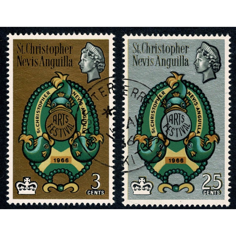 St Christopher, Nevis & Anguilla. 1966 Arts Festival. Fine Used set of 2 values. SG  159-160