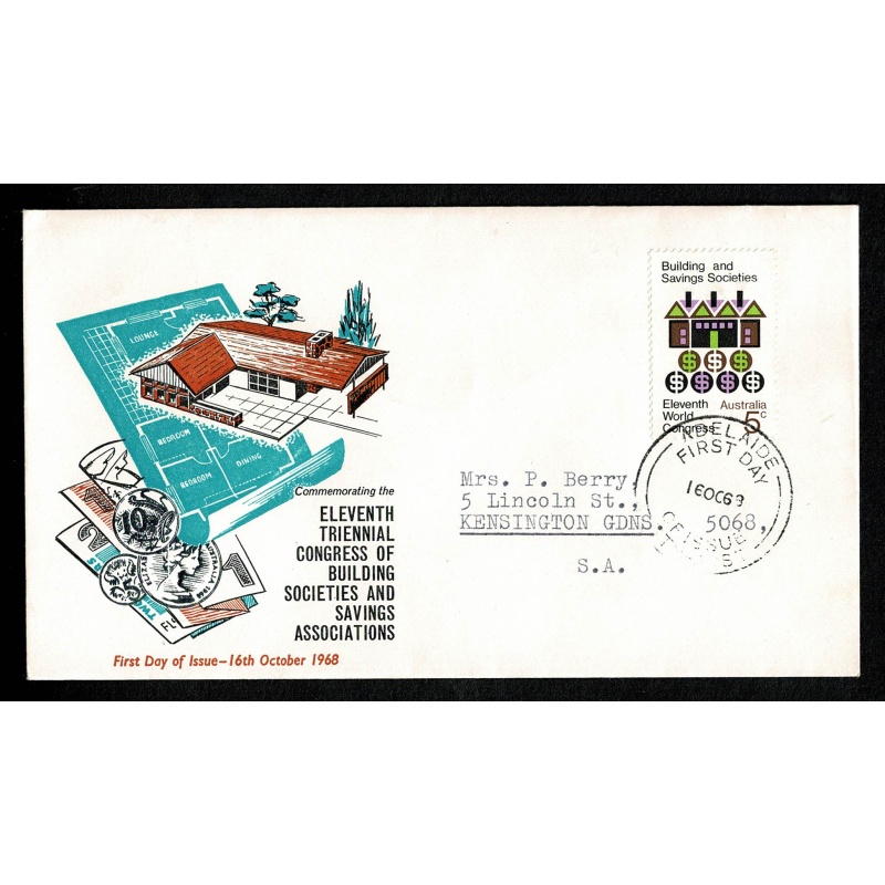 Australia 1968 Building & Savings Society Congress. FDC. SG 430