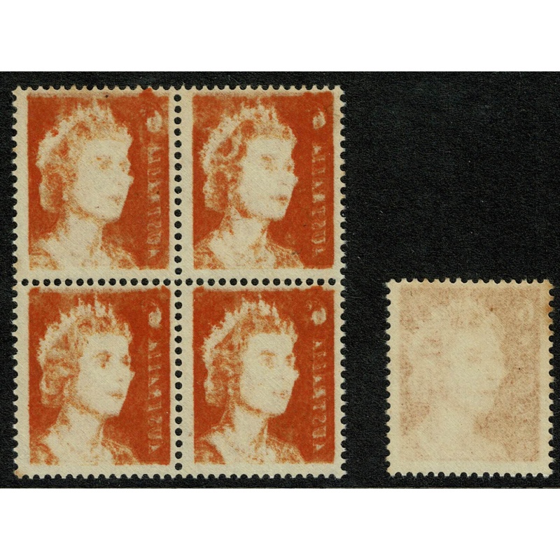 Australia. 1970 6c Orange. OFFSET ERROR. Block of four. SG 387a var