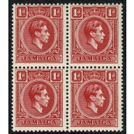 Jamaica. 1938 1d scarlet. Block of 4. Unmounted Mint. SG 122