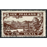 New Zealand. 1935 Air Mail 3d chocolate. Perf 14x15. Used. SG 548a.