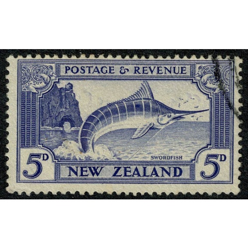New Zealand. 1935 5d Ultramarine Perf 13-14 x 13½. Fine Used. SG 563.
