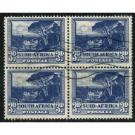 South Africa. 3d blue (rotogravure). Used block of four. SG 117a.