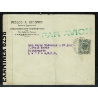 Morocco Agencies SG Z184.  Tangier 1943 4d Grey-Green Censored Cover with BPO Tangier CDS