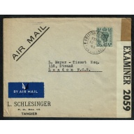 Morocco Agencies SG Z184.  Tangier 1943 4d Grey-Green Censored Cover with BPO Tangier CDS